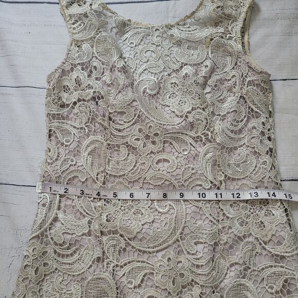 Alna be Size M Ivory Lace Overlay Bodycon Cocktail Dress Wedding Rehearsal - Picture 7 of 8